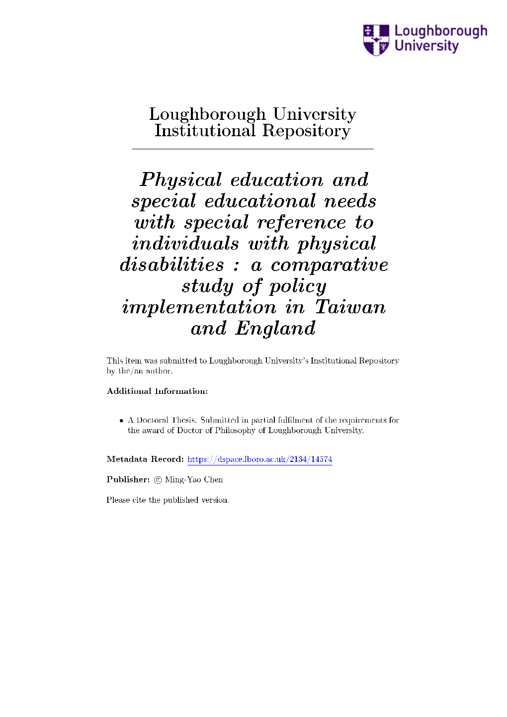 Physical Education and Special Educational Needs with Special Reference to Individuals with Physical Disabilities : a Comparativ