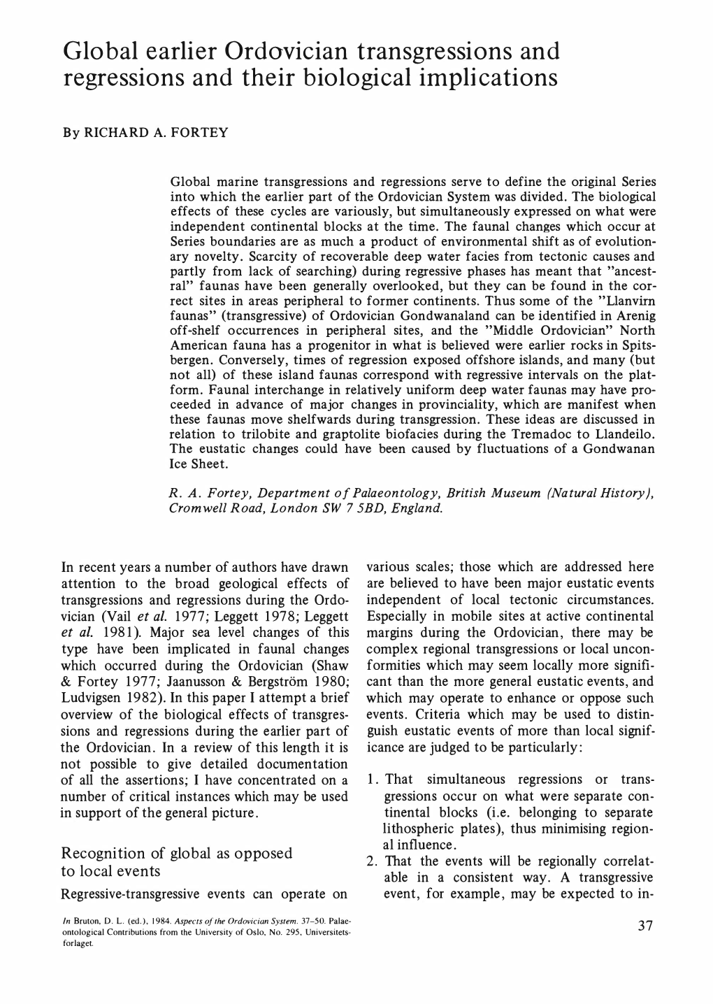 Global Earlier Ordovician Transgressions and Regressions And