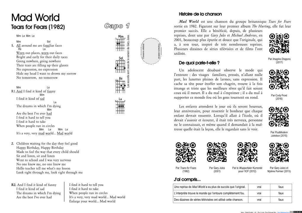 Mad World World… Your Enlarge World Mad World… Mad Very Very, It's a Incircles Run When People Take to Hard I Find It Tell You to Hard I Find It Ld