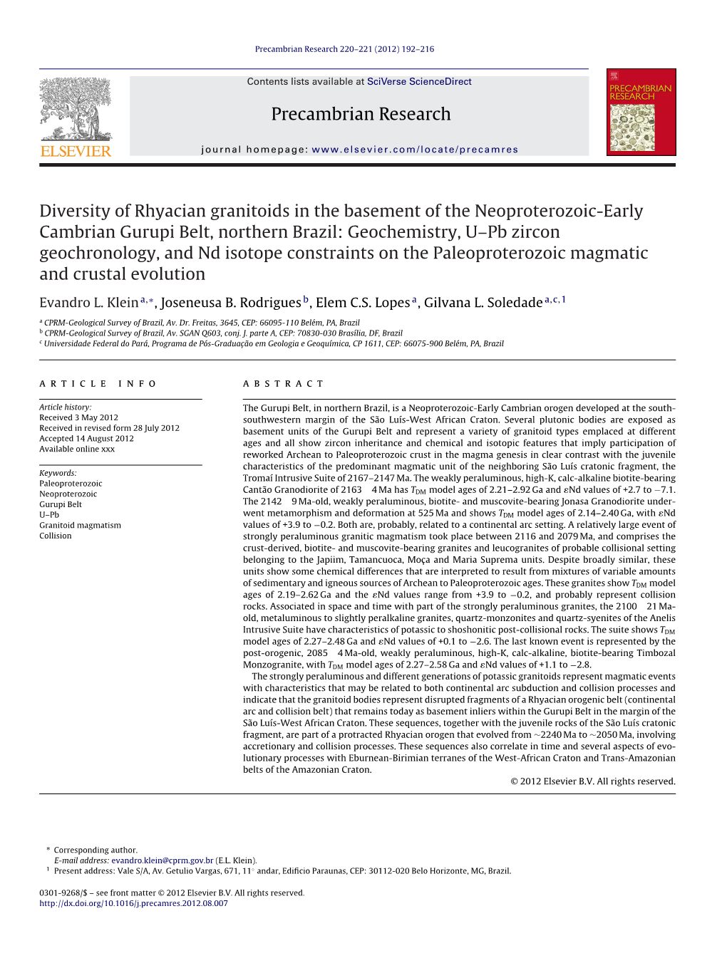 Geochemistry, U–Pb Zircon