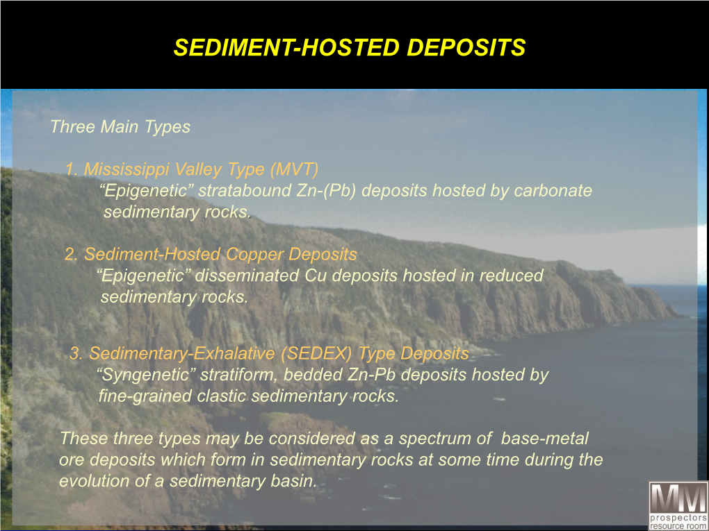 Sediment-Hosted Deposits