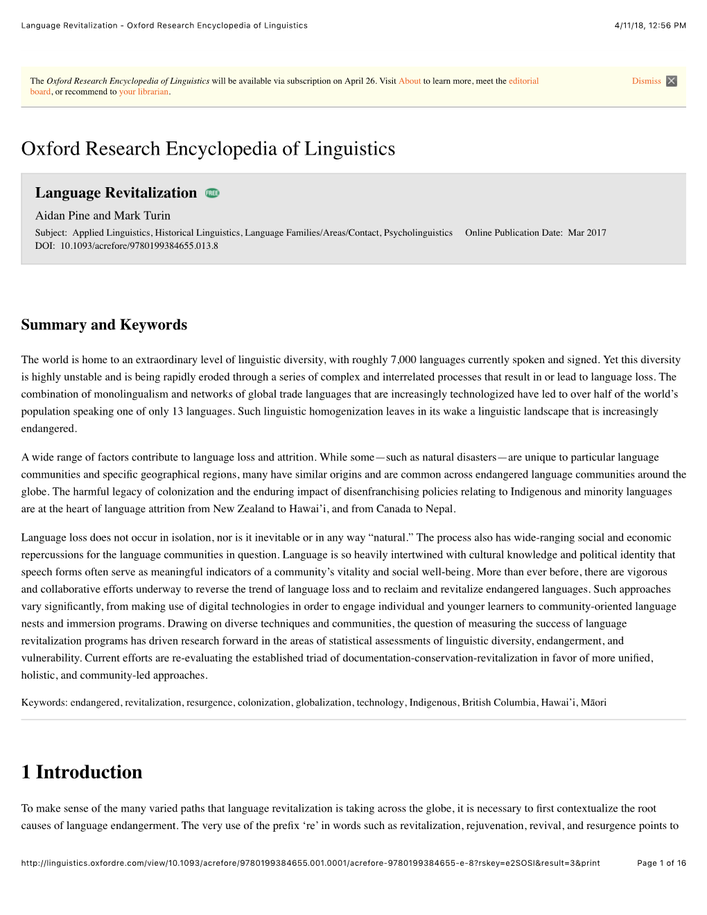 Oxford Research Encyclopedia of Linguistics 4/11/18, 12�56 PM