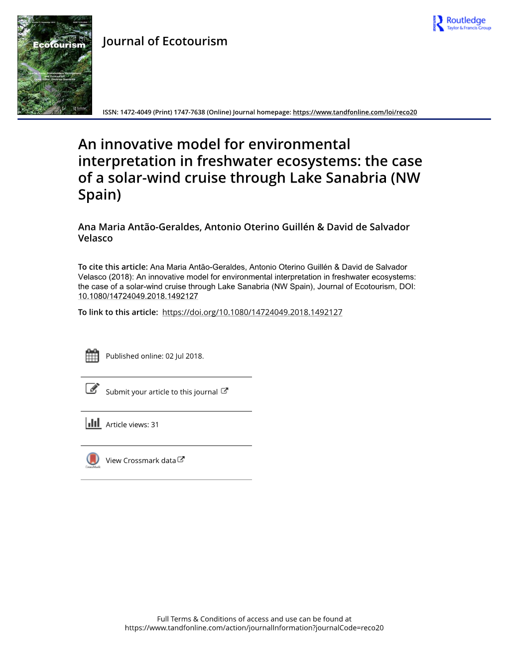 An Innovative Model for Environmental Interpretation in Freshwater Ecosystems: the Case of a Solar-Wind Cruise Through Lake Sanabria (NW Spain)
