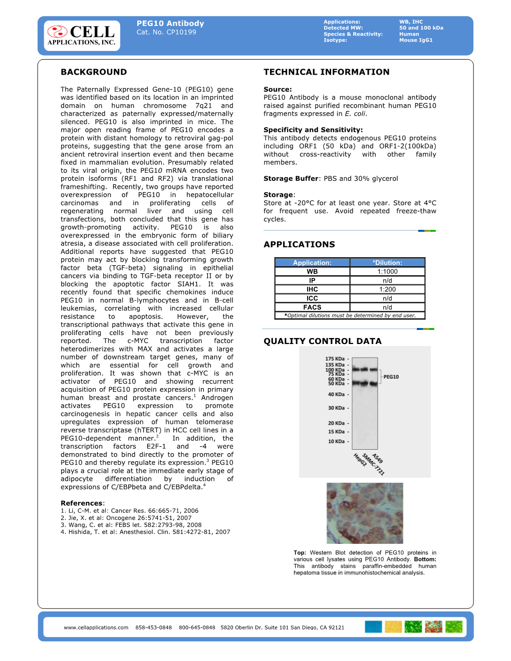 PEG10 Antibody Applications: WB, IHC Detected MW: 50 and 100 Kda Cat