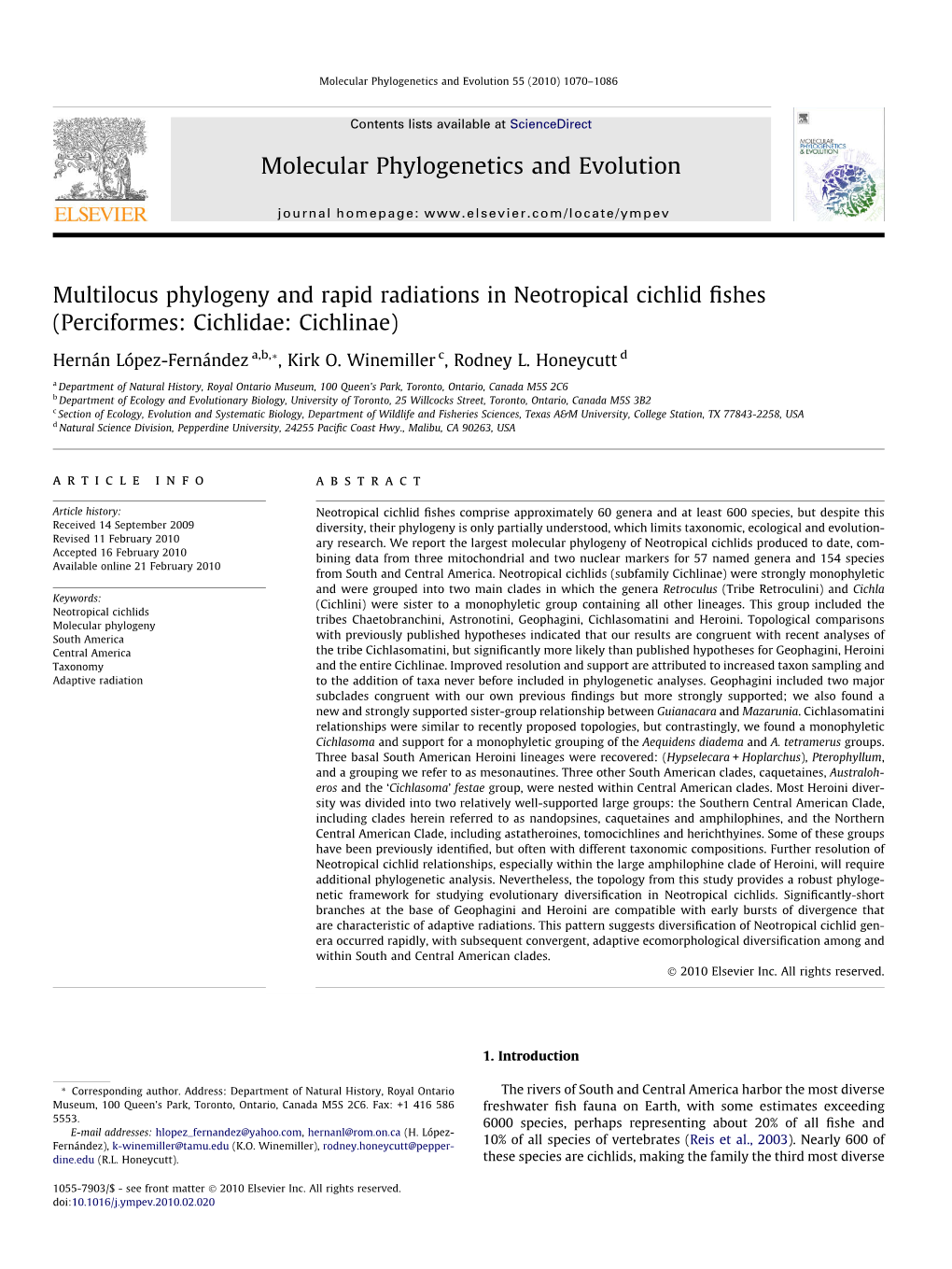 Multilocus Phylogeny and Rapid Radiations in Neotropical Cichlid Fishes