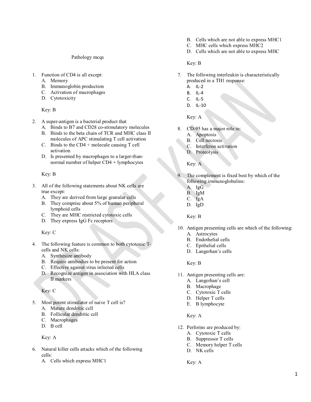 Pathology Mcqs by Dr Asif Khan