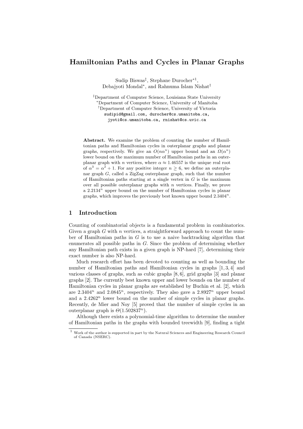 Hamiltonian Paths and Cycles in Planar Graphs