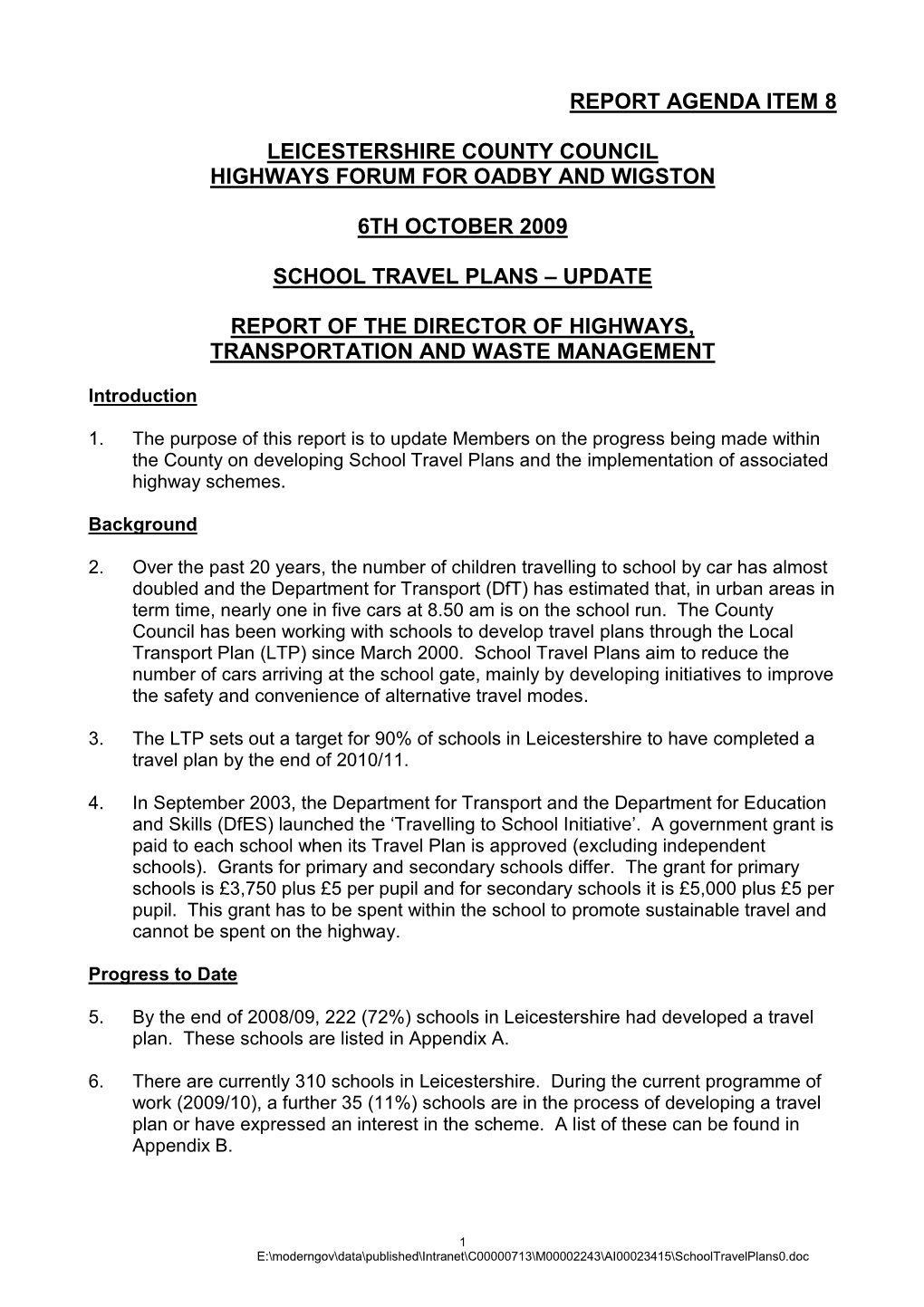 Report Agenda Item 8 Leicestershire County