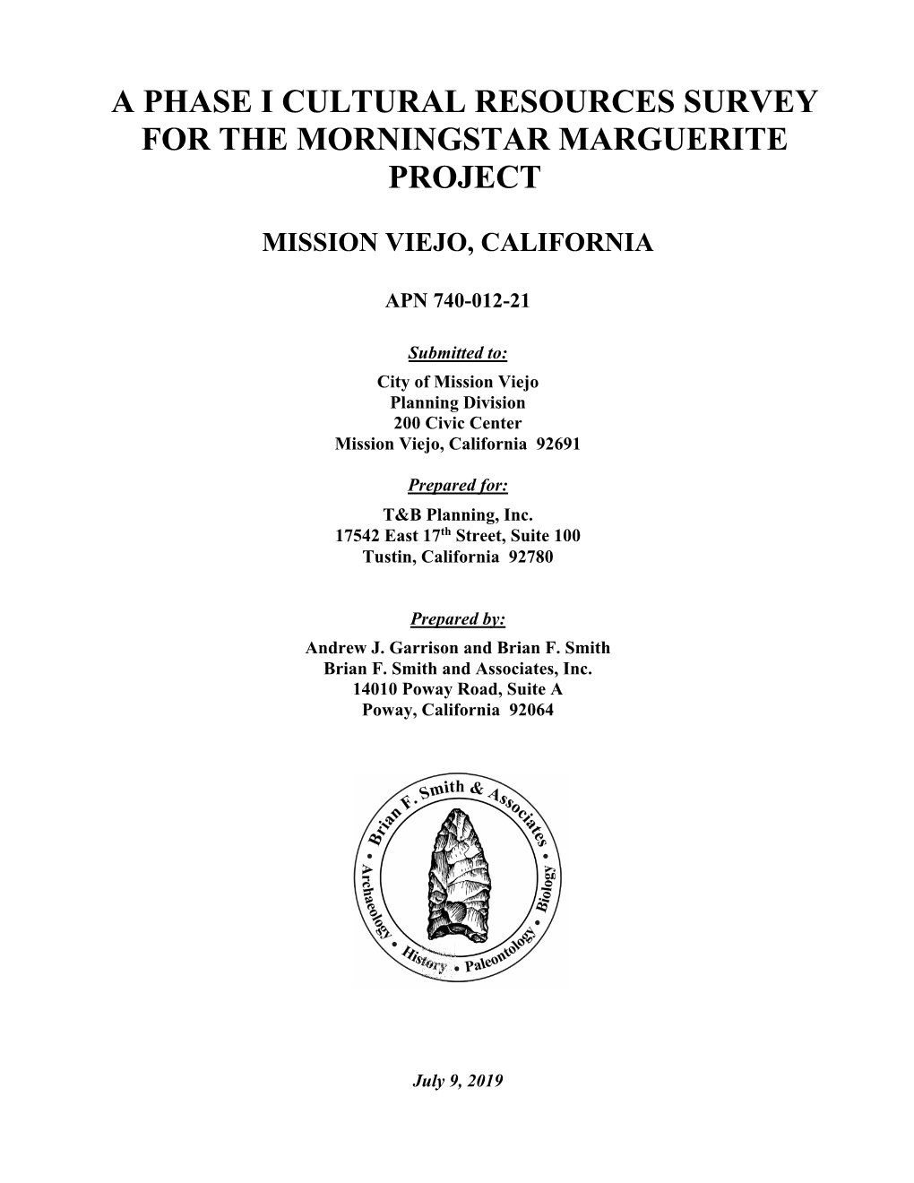 A Phase I Cultural Resources Survey for the Morningstar Marguerite Project