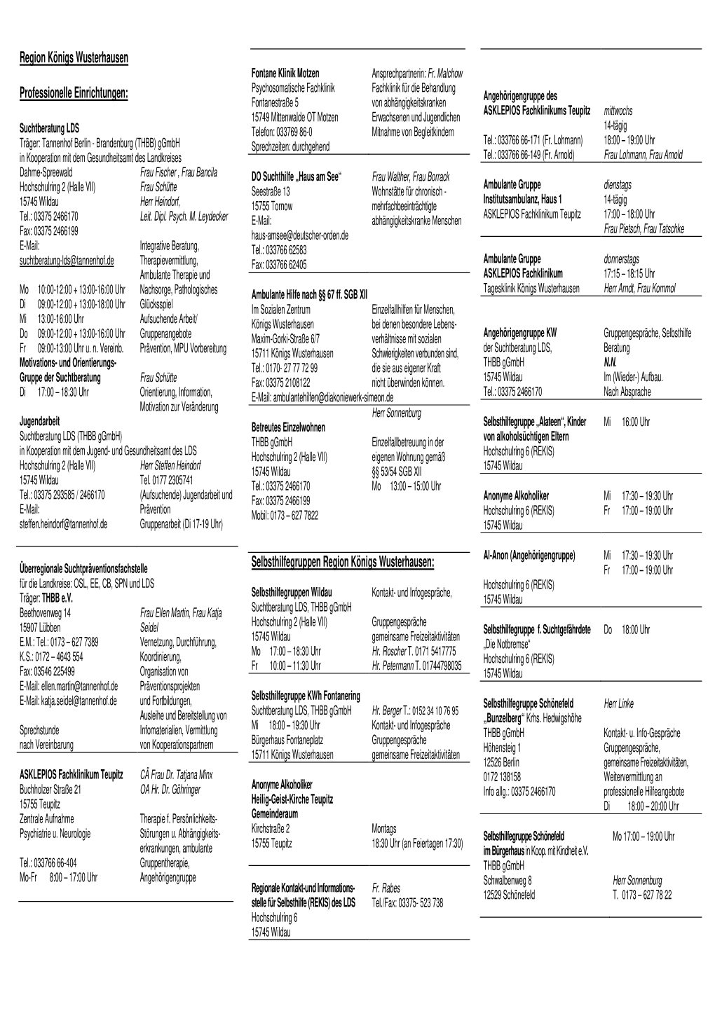 Faltblatt Suchthilfe LDS2019