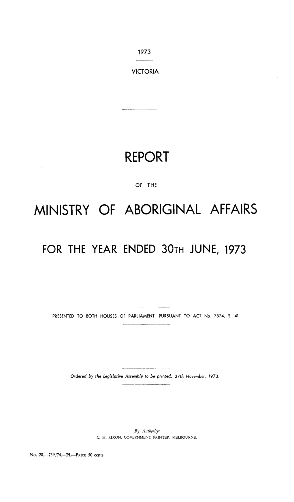 Report Ministry of Aboriginal Affairs