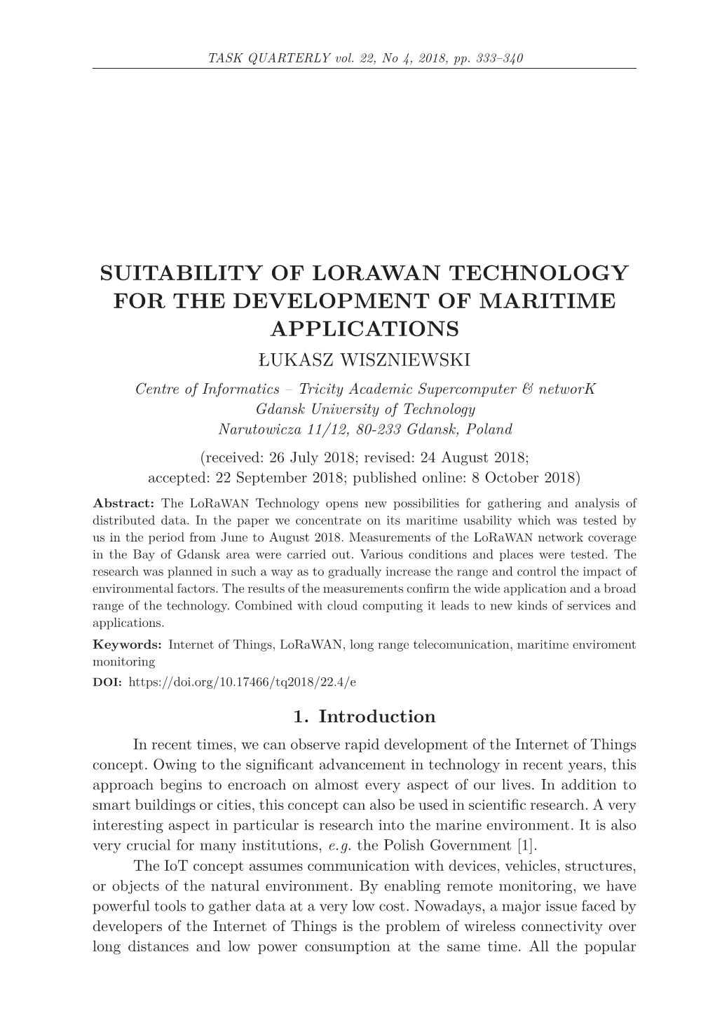 Suitability of Lorawan Technology for The