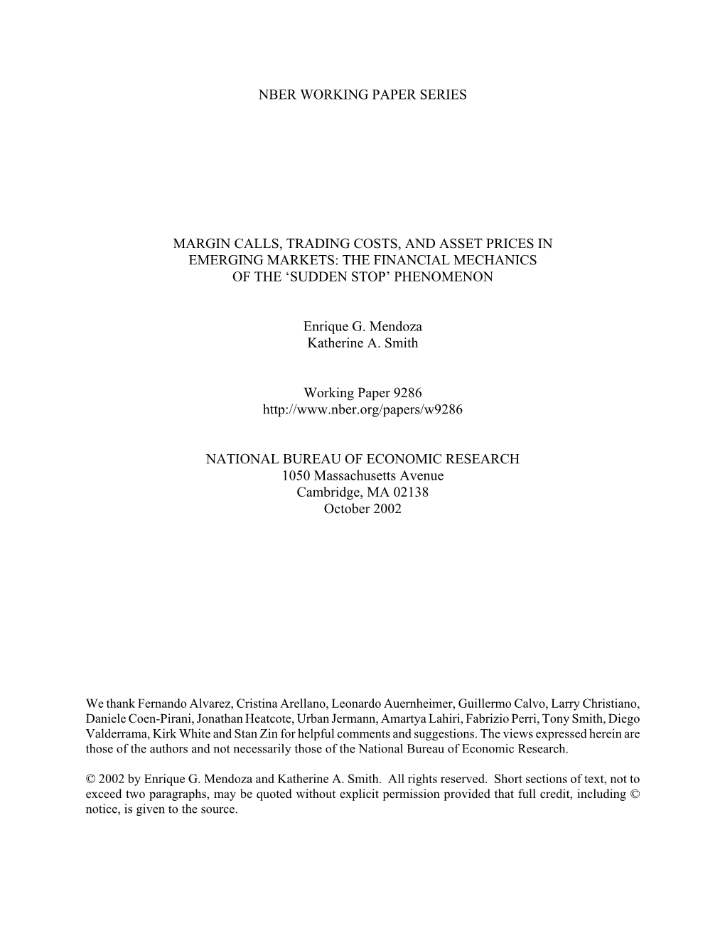 Margin Calls, Trading Costs, and Asset Prices in Emerging Markets: the Financial Mechanics of the ‘Sudden Stop’ Phenomenon