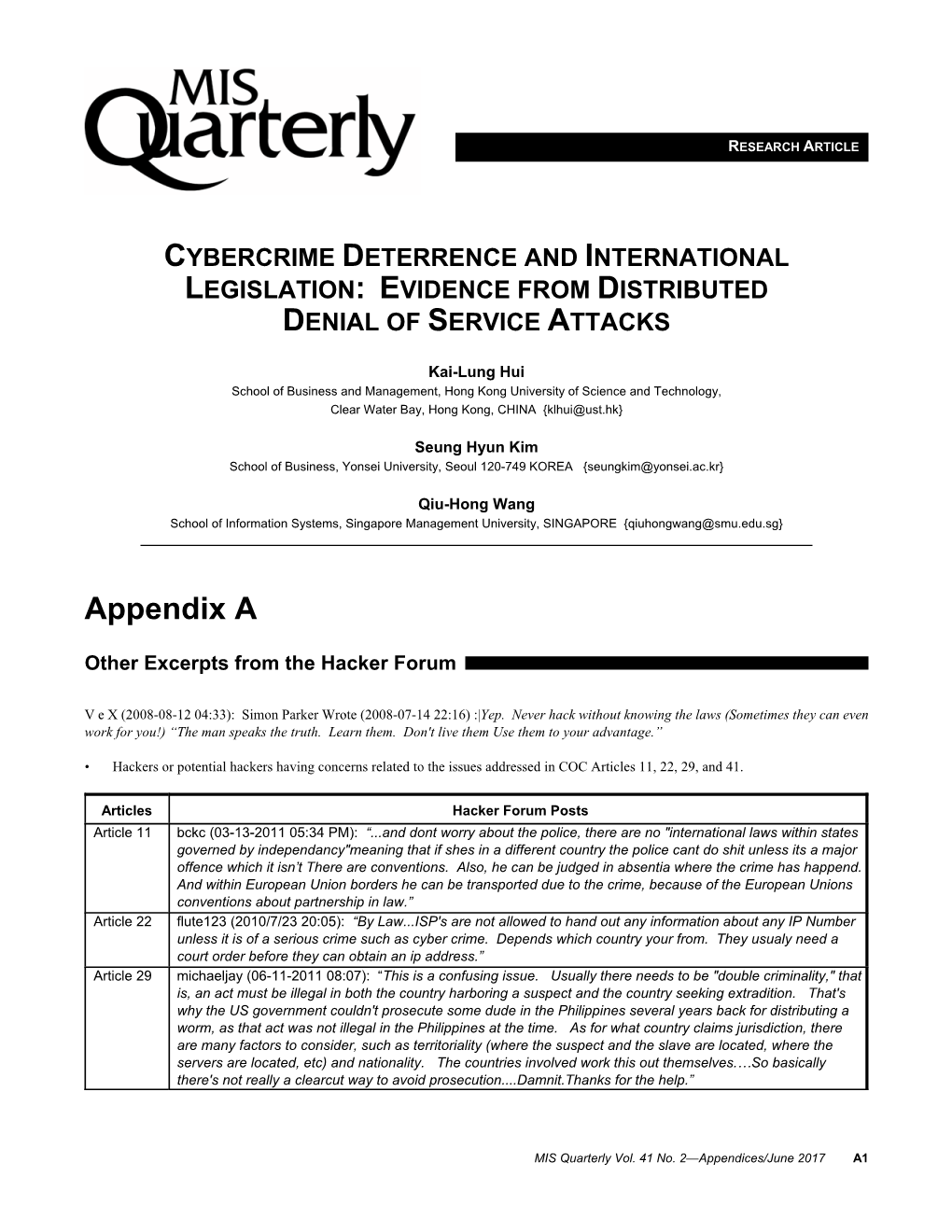 Cybercrime Deterrence and International Legislation: Evidence from Distributed Denial of Service Attacks