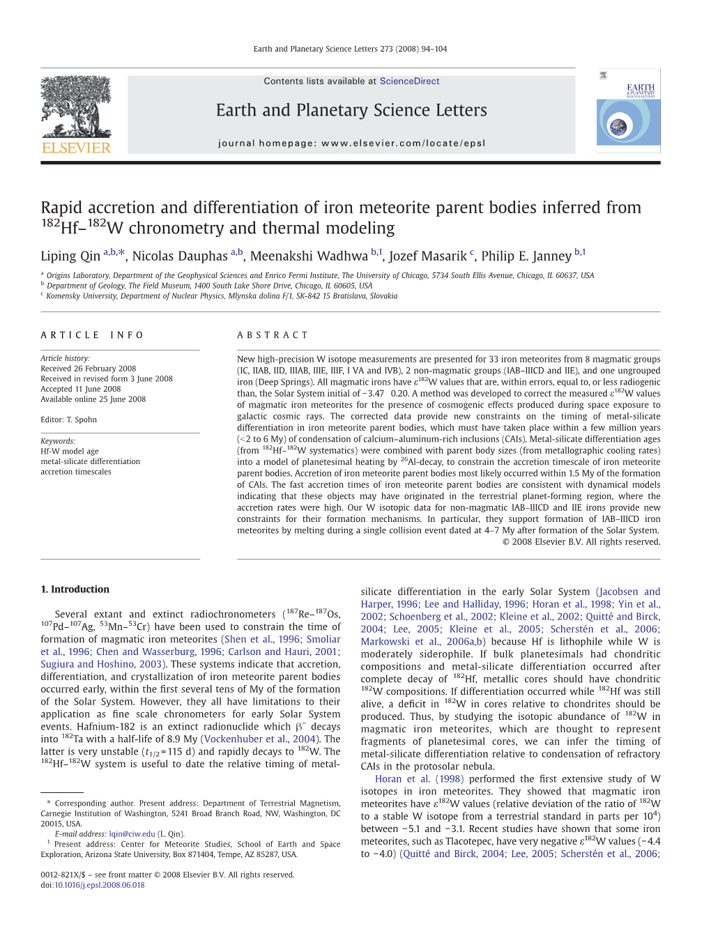 31. Rapid Accretion and Differentiation of Iron Meteorite Parent Bodies