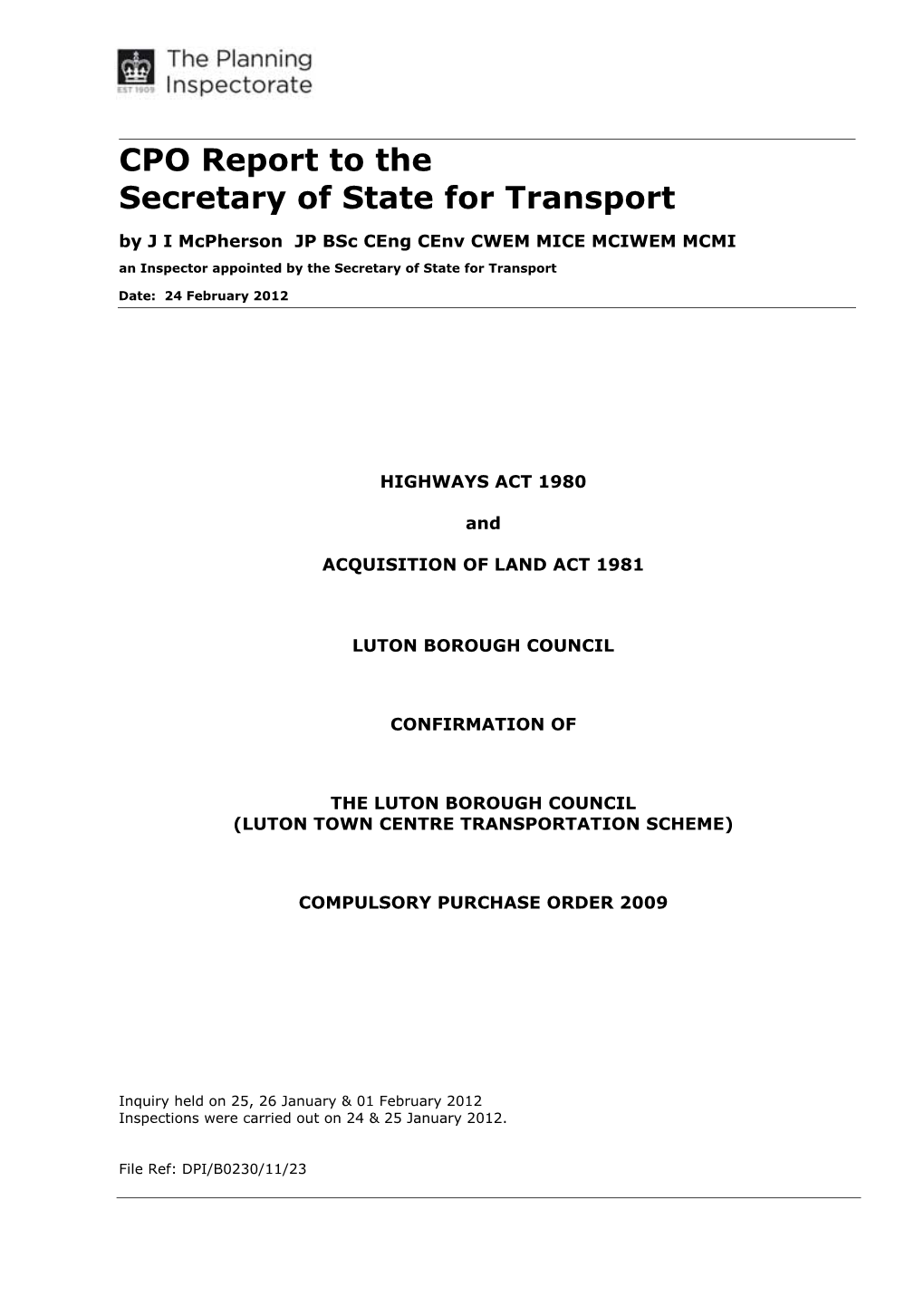 Luton Town Centre Transportation Scheme Report