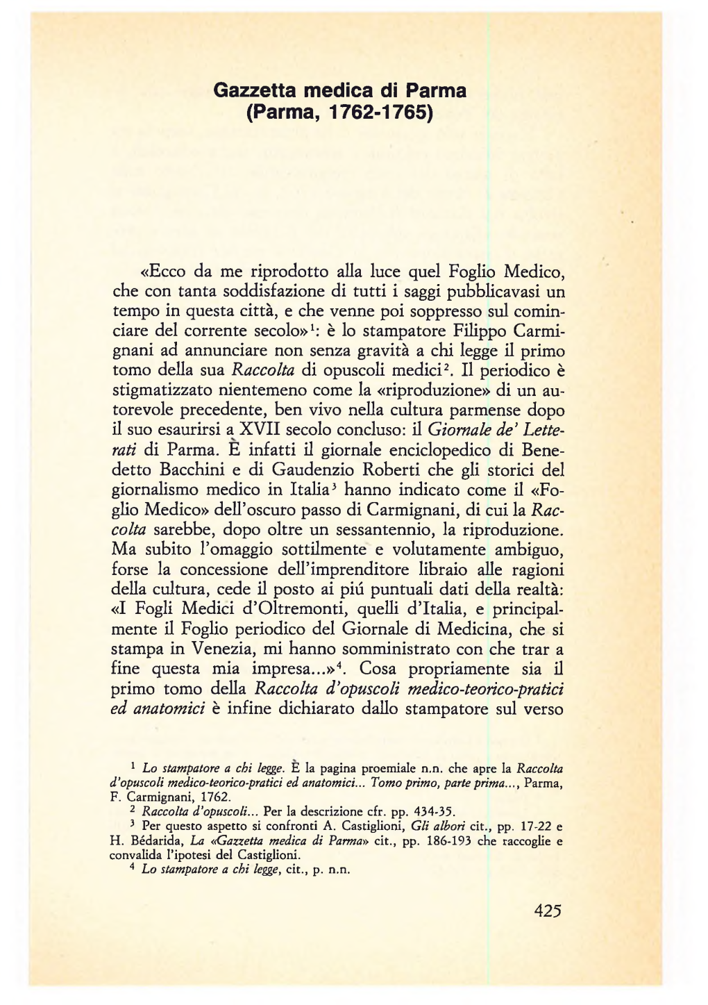 Gazzetta Medica Di Parma (Parma, 1762-1765)