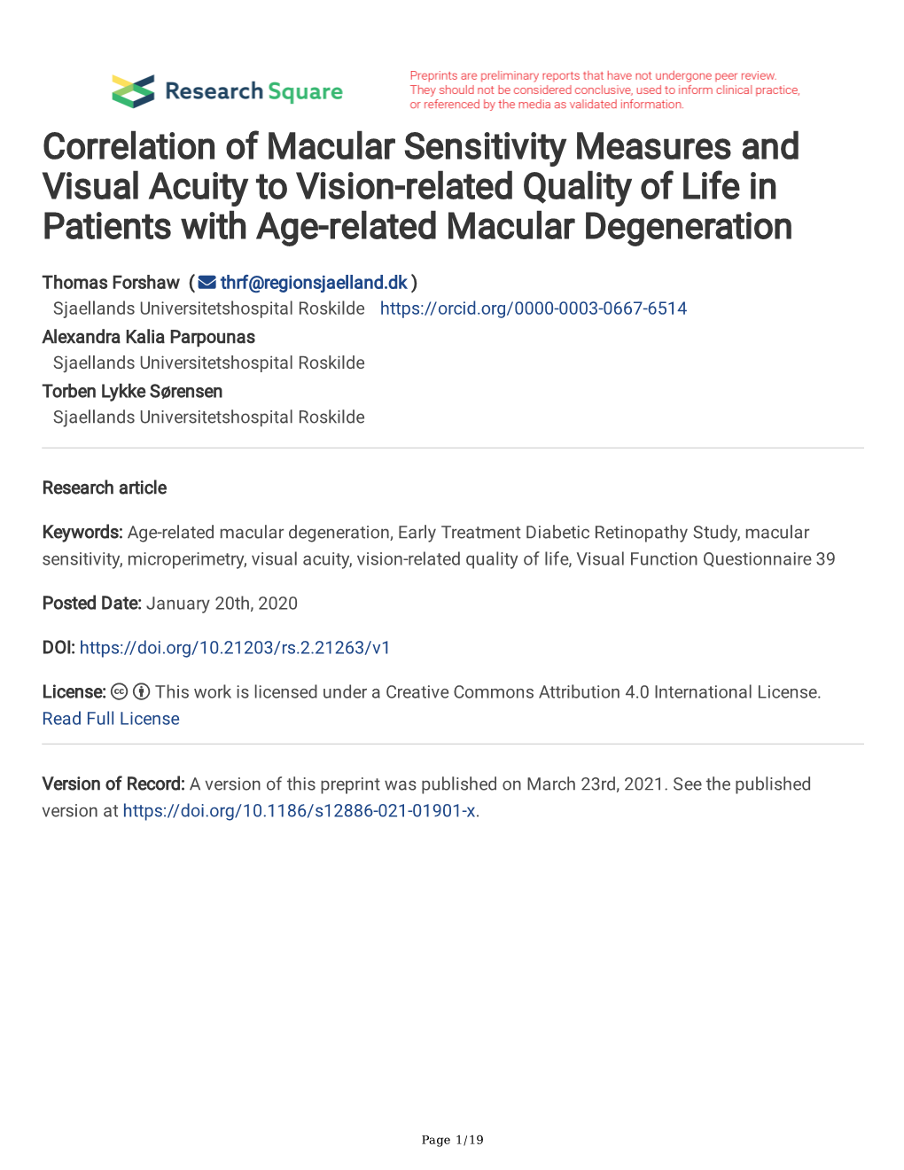 Correlation of Macular Sensitivity Measures and Visual Acuity to Vision-Related Quality of Life in Patients with Age-Related Macular Degeneration