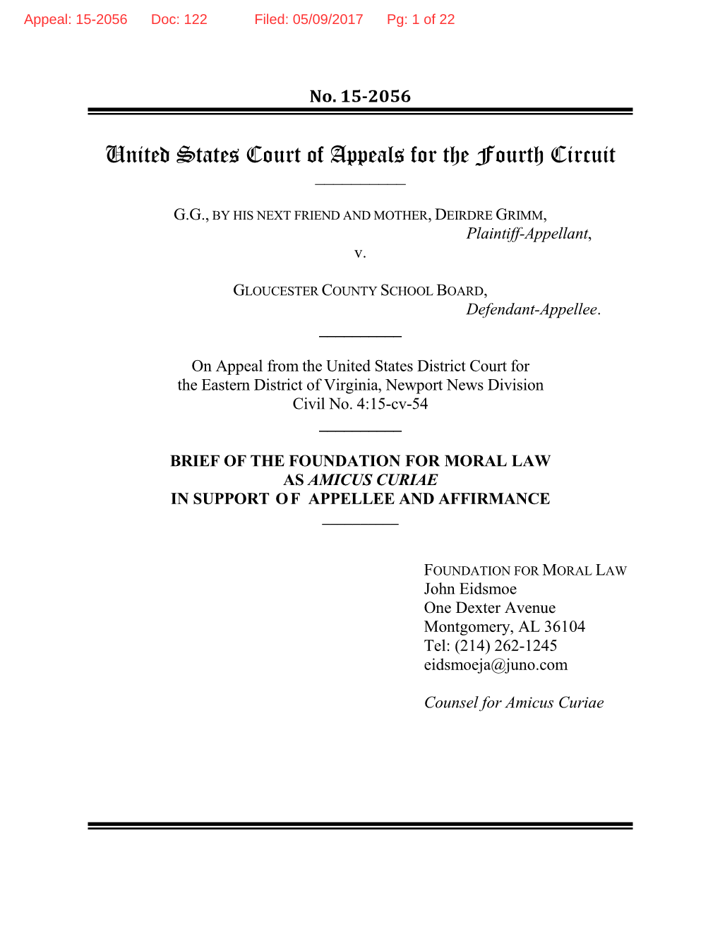 United States Court of Appeals for the Fourth Circuit ______