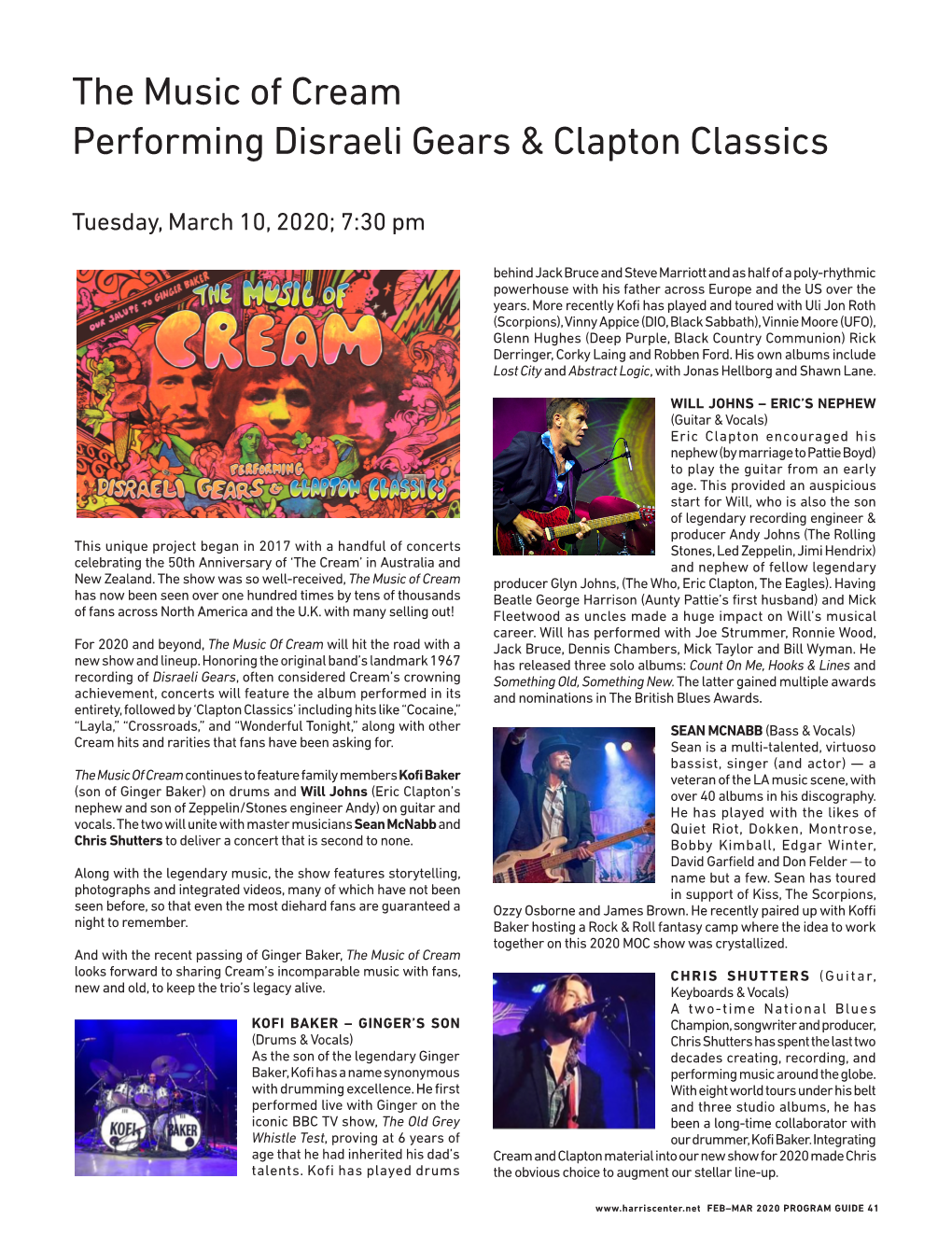 The Music of Cream Performing Disraeli Gears & Clapton Classics