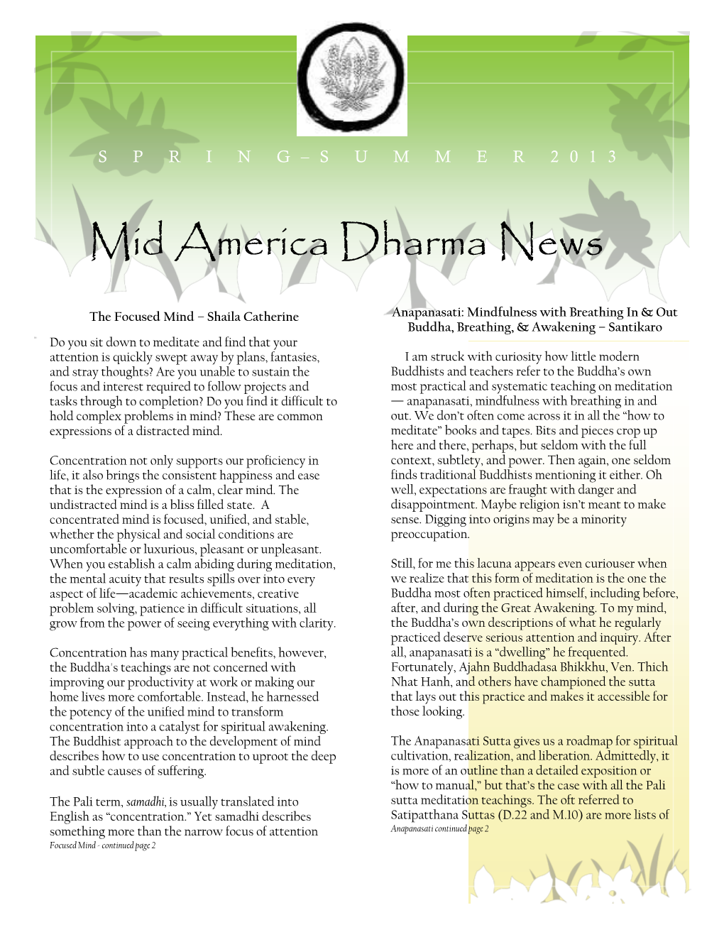 Mid America Dharma News