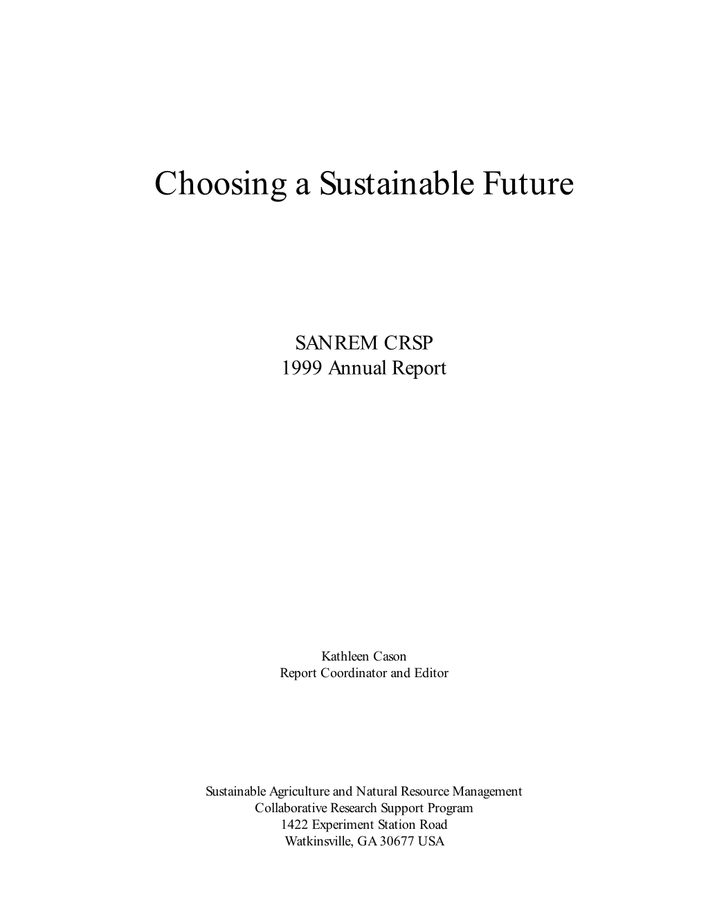Choosing a Sustainable Future
