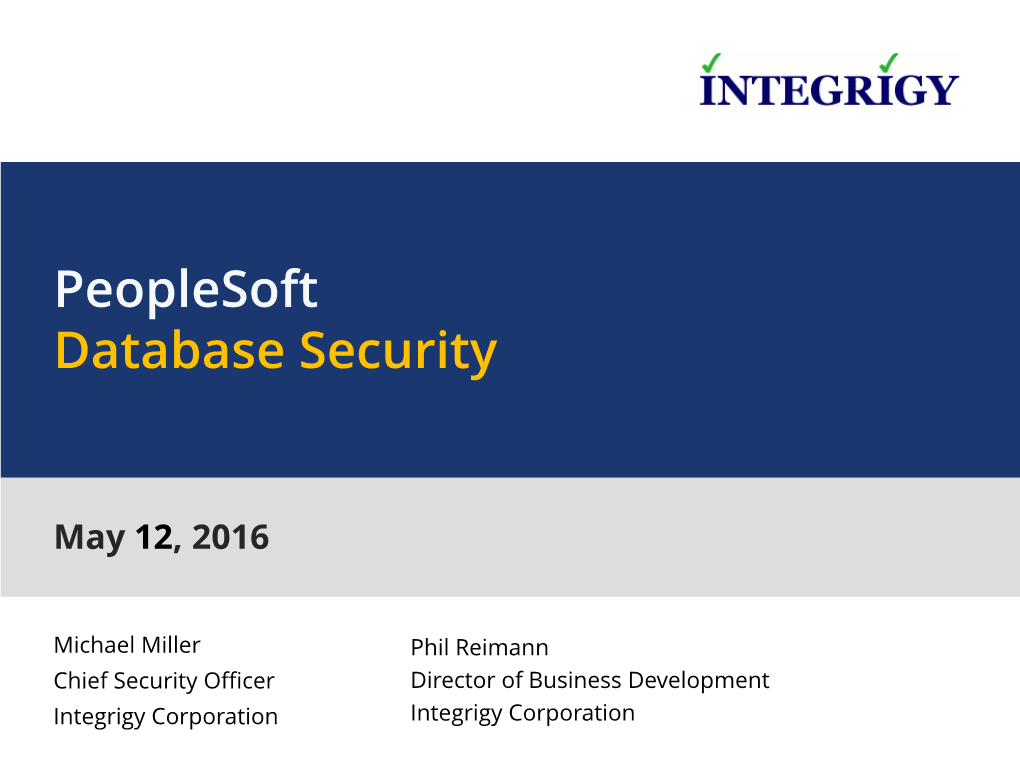 Peoplesoft Database Security