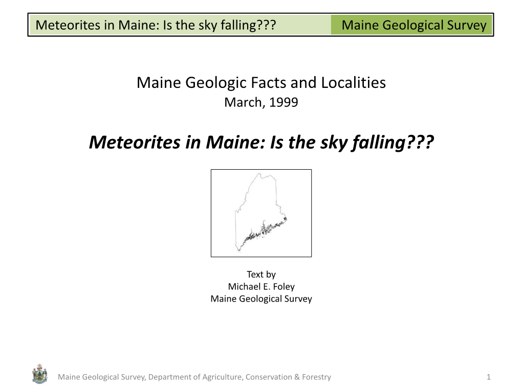 Geologic Site of the Month: Meteorites in Maine: Is the Sky Falling???