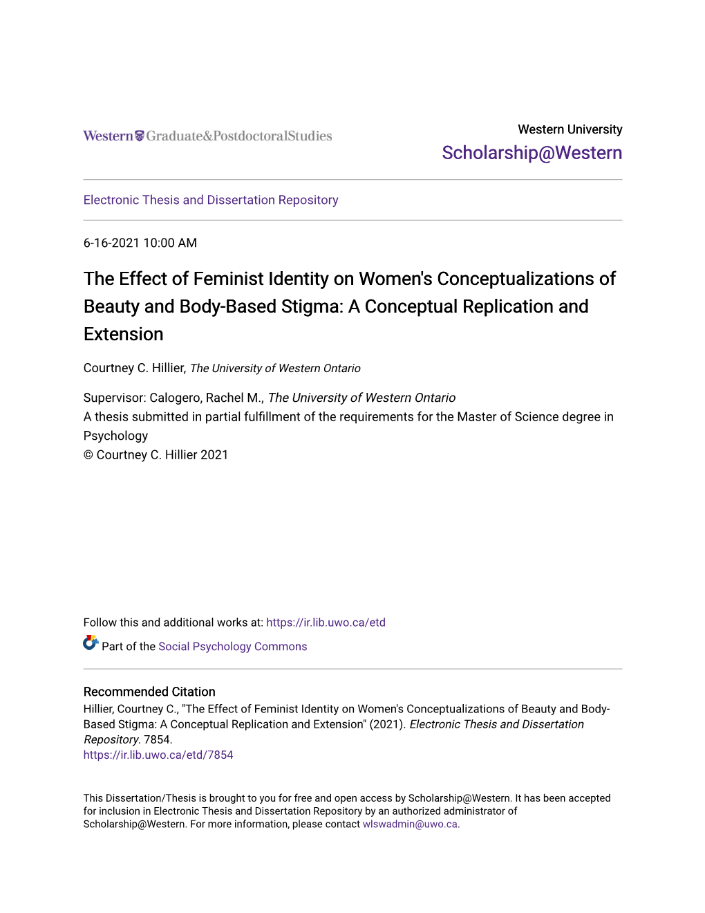 The Effect of Feminist Identity on Women's Conceptualizations of Beauty and Body-Based Stigma: a Conceptual Replication and Extension