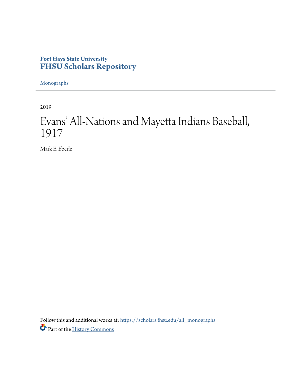 Evans' All-Nations and Mayetta Indians Baseball, 1917