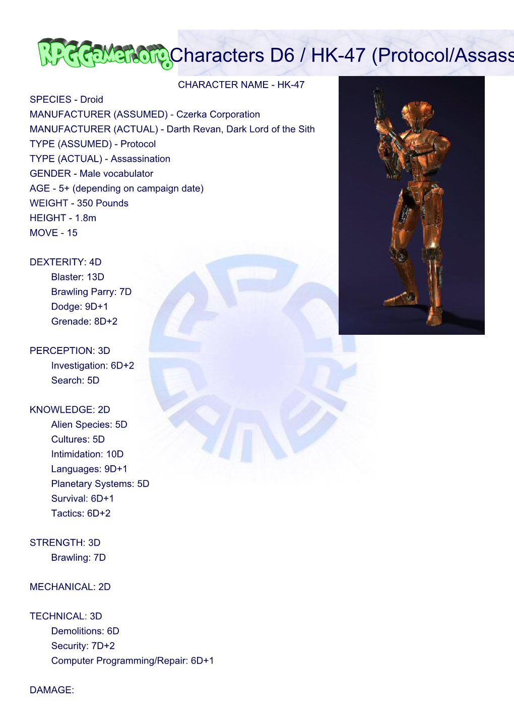 Protocol/Assassin Droid)