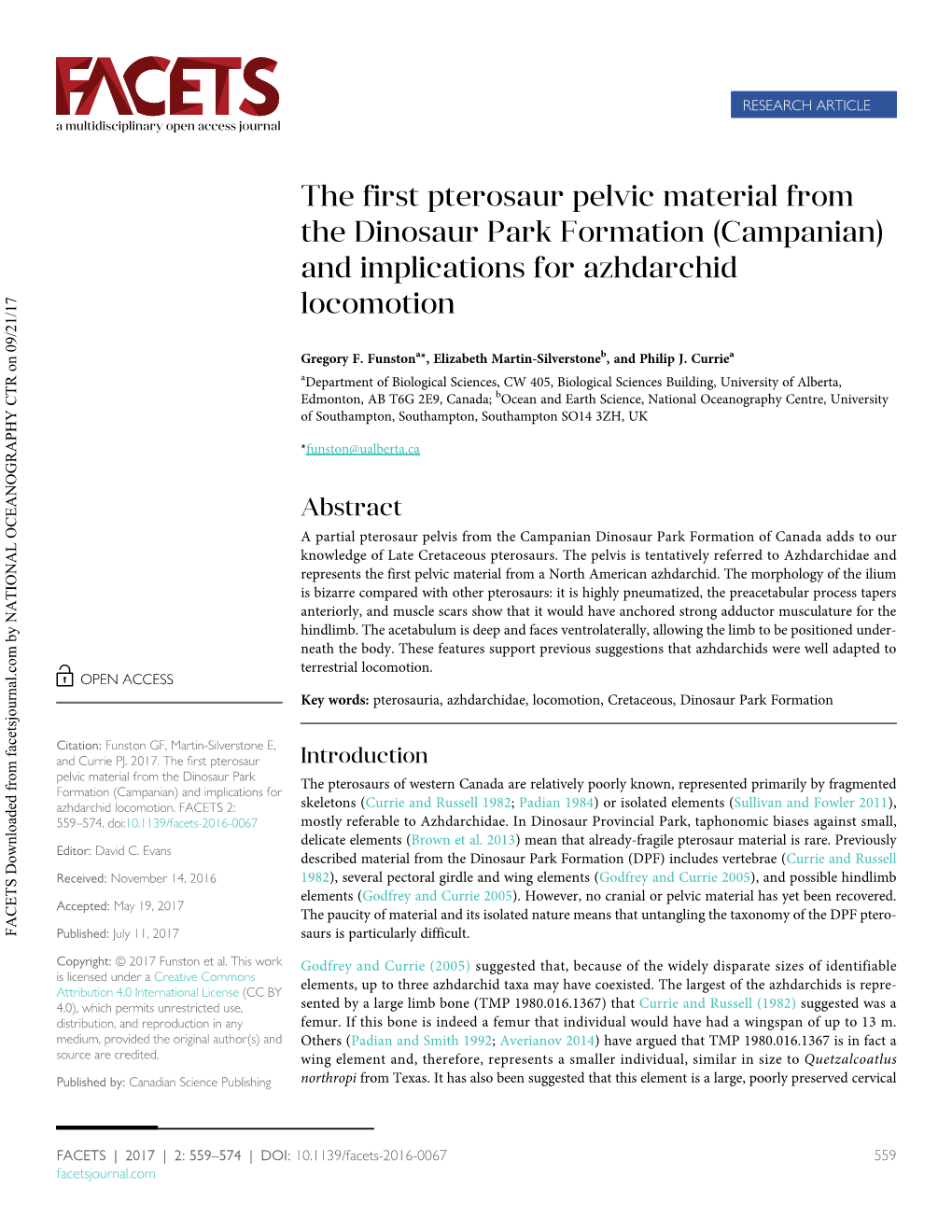 The First Pterosaur Pelvic Material from the Dinosaur Park Formation (Campanian) and Implications for Azhdarchid Locomotion