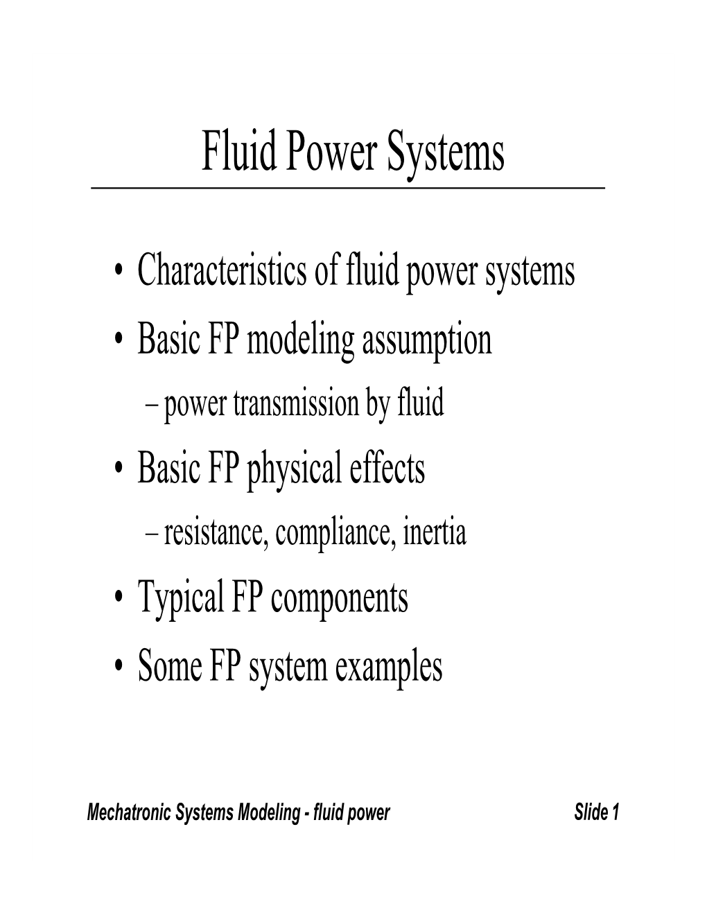 Fluid Power Systems