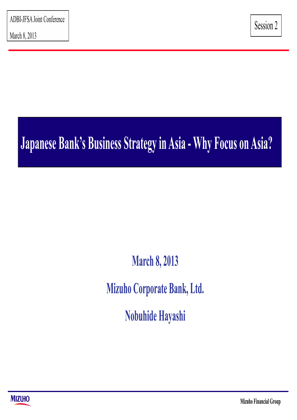 Japanese Bank's Business Strategy in Asia