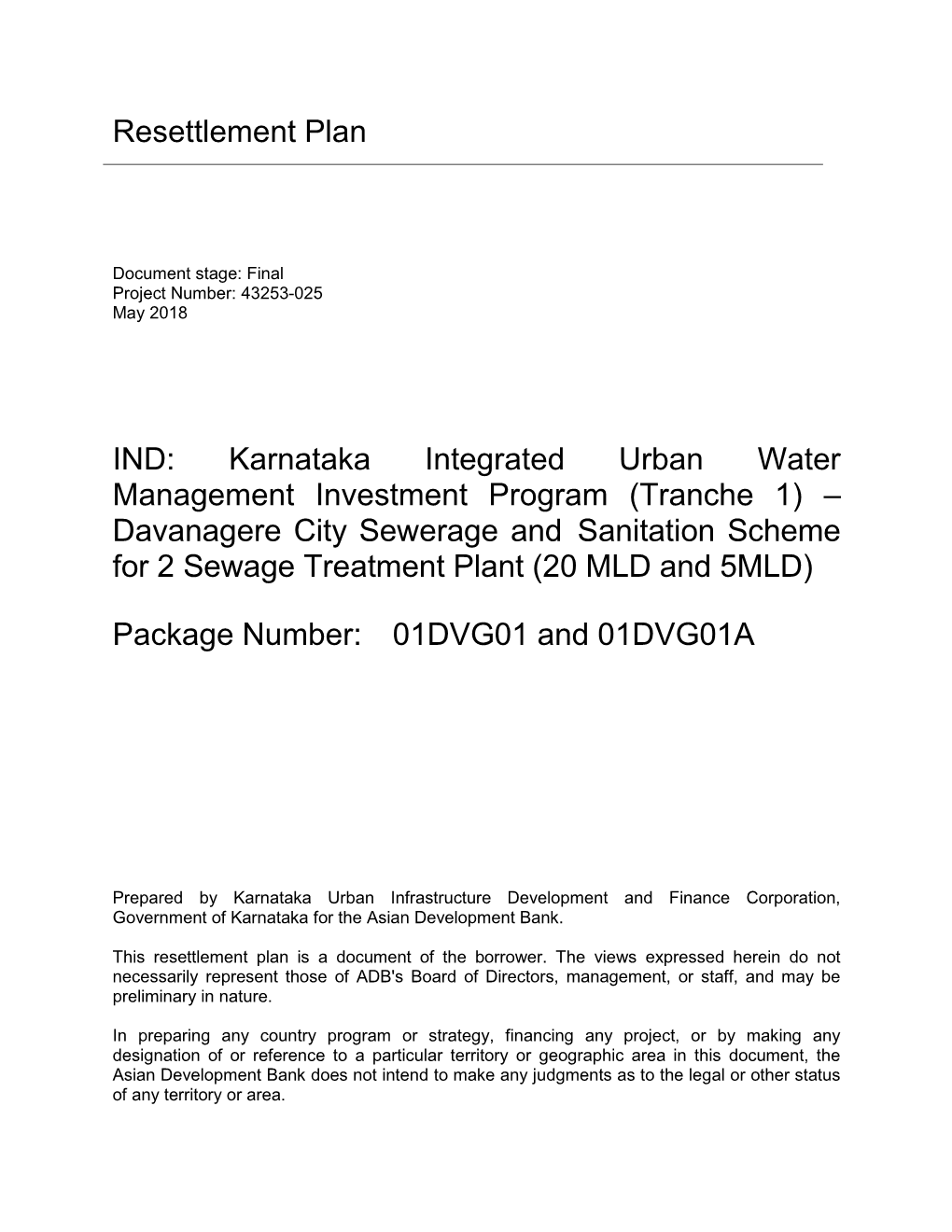 Karnataka Integrated Urban Water Management Investment Program