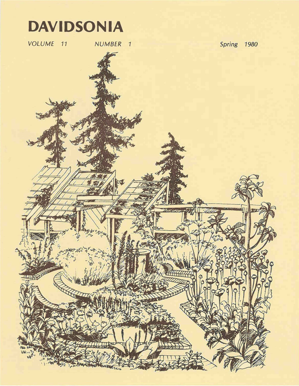 DAVIDSONIA VOLUME 11 NUMBER 1 Spring 1980 Cover: the Physick Garden at UBC, with the Arbor Carden in the Background