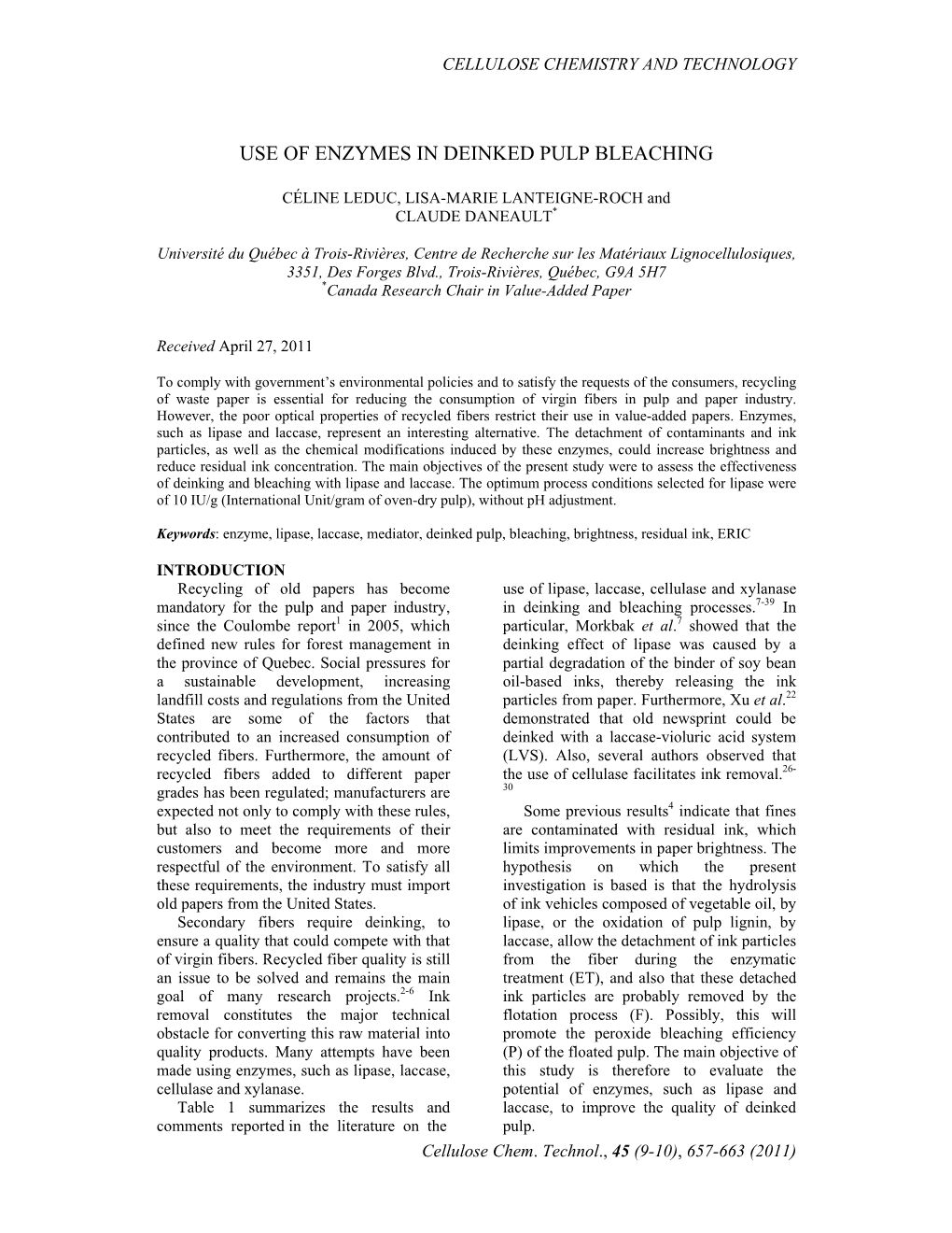 Use of Enzymes in Deinked Pulp Bleaching