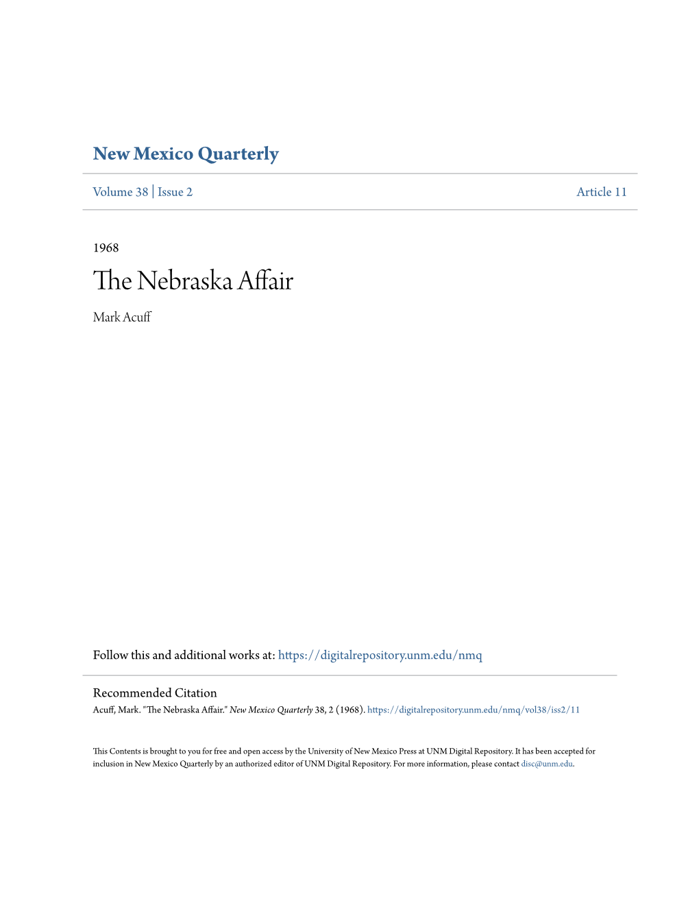 The Nebraska Affair 45 