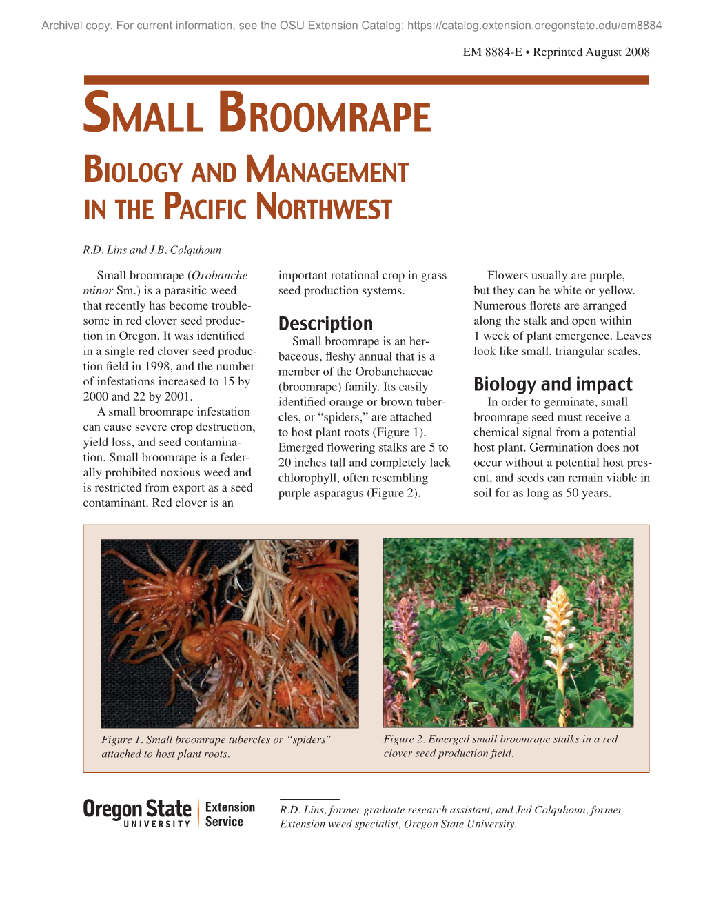 Small Broomrape Biology and Management in the Pacific Northwest