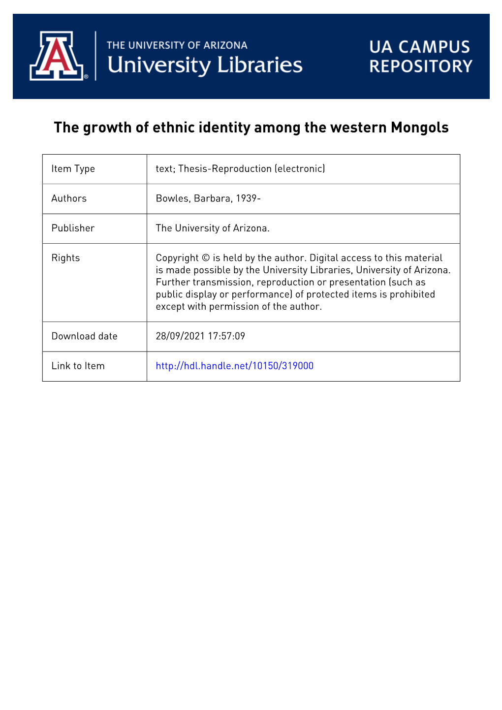 The.Growth of Ethnic Identity .Among-The Western Mongols'