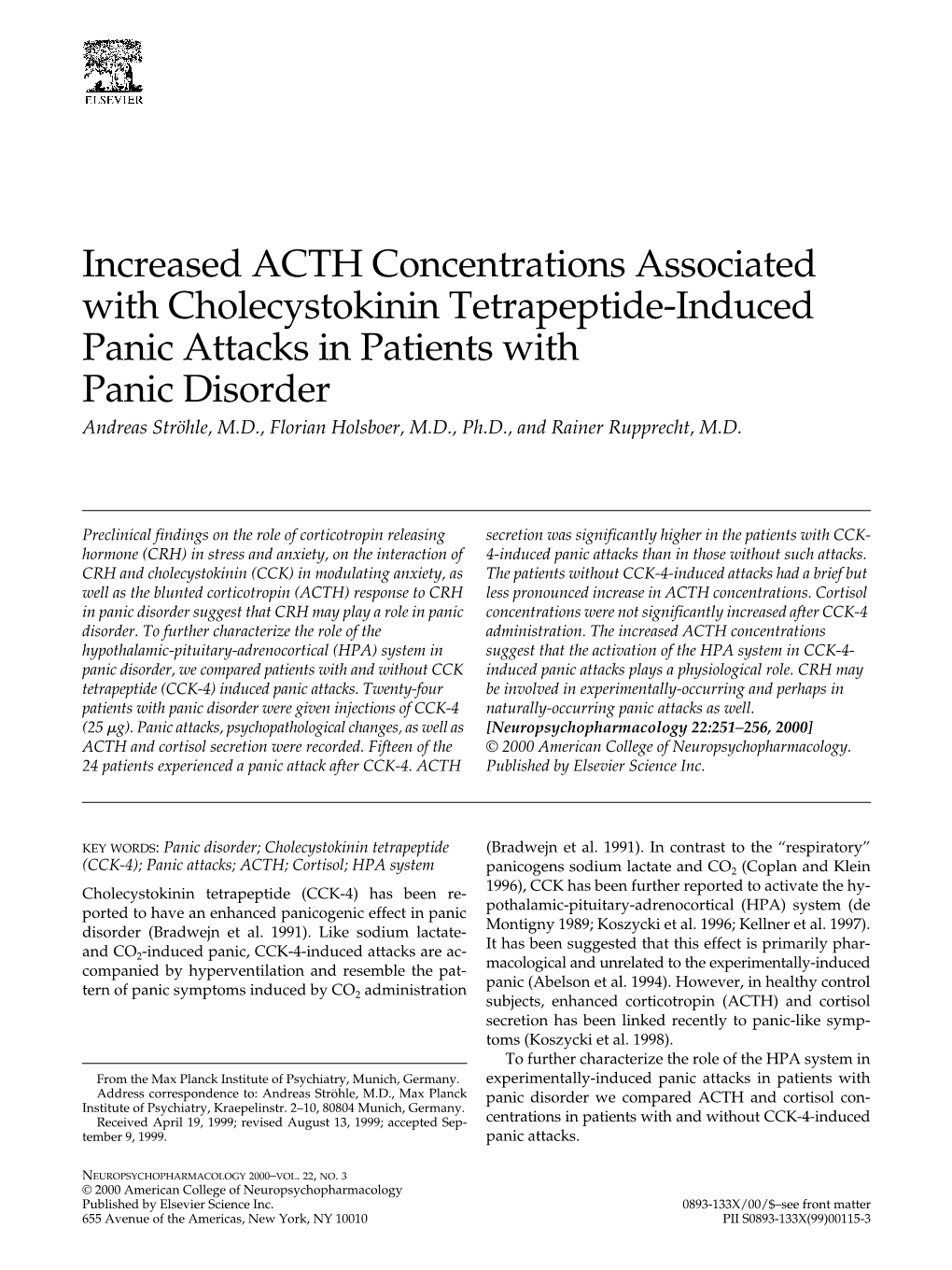 Increased ACTH Concentrations Associated with Cholecystokinin