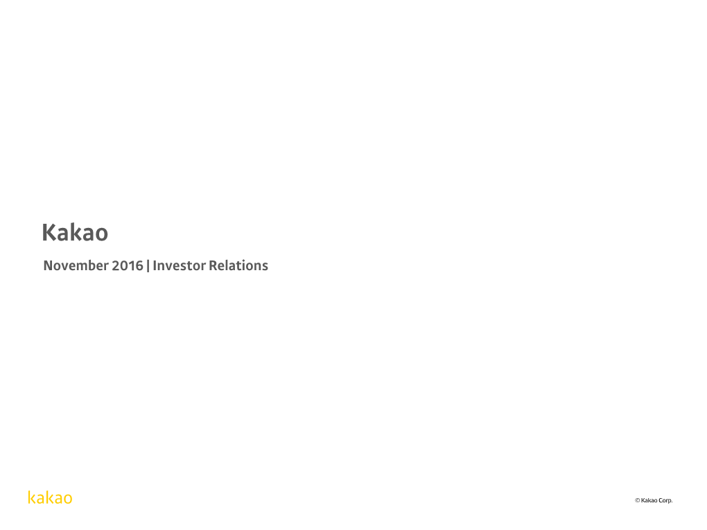 November 2016 | Investor Relations Table of Contents