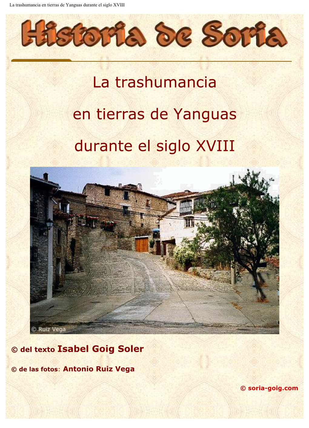La Trashumancia En Tierras De Yanguas Durante El Siglo XVIII