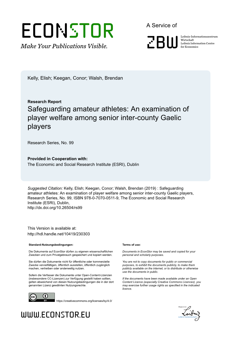 Safeguarding Amateur Athletes: an Examination of Player Welfare Among Senior Inter-County Gaelic Players