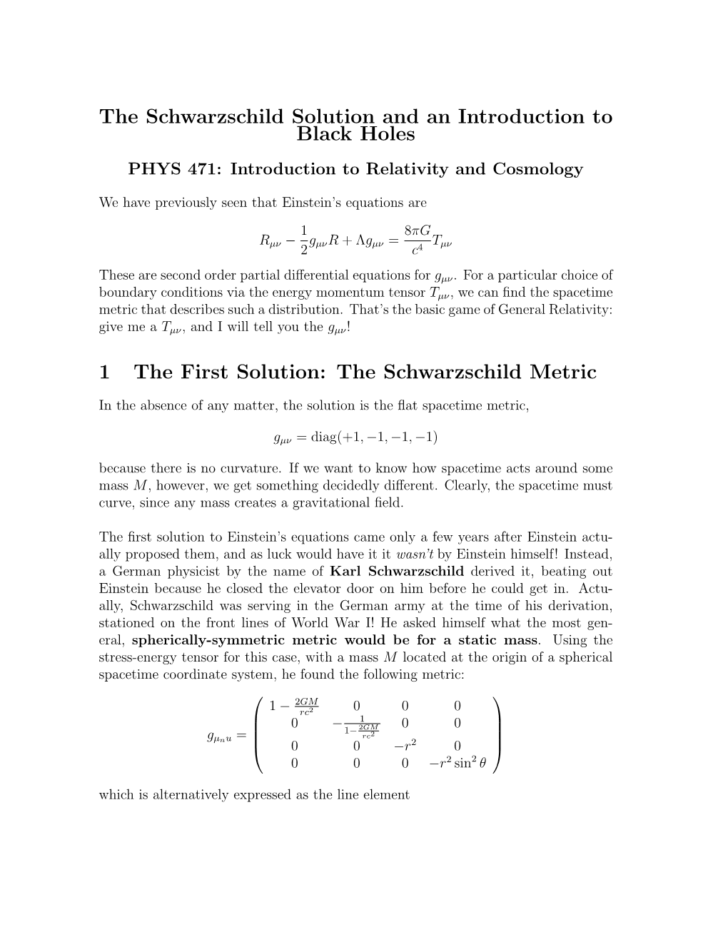 The Schwarzschild Metric