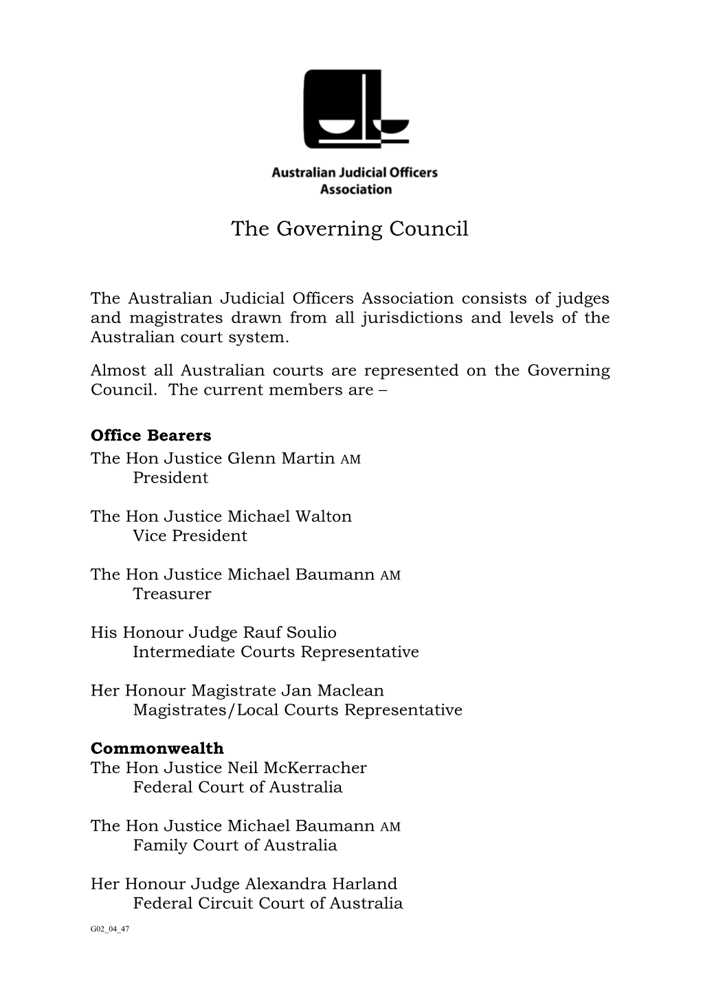 The Governing Council