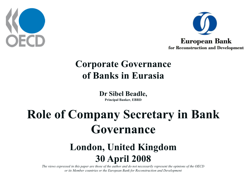 Role of Company Secretary in Bank Governance