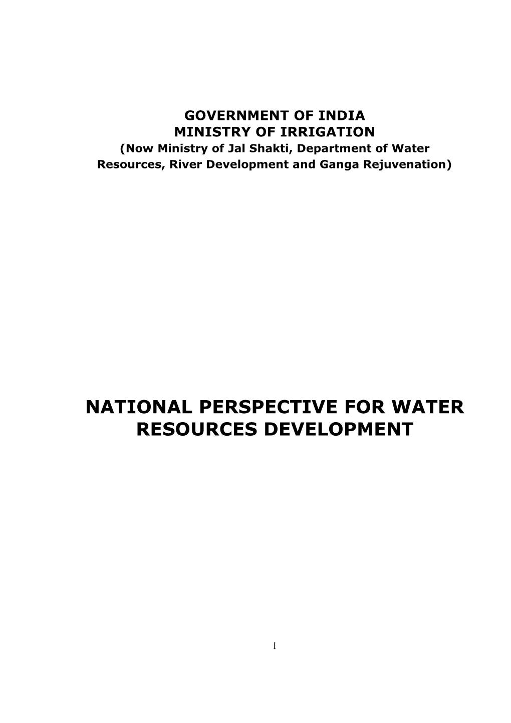 National Perspective for Water Resources Development