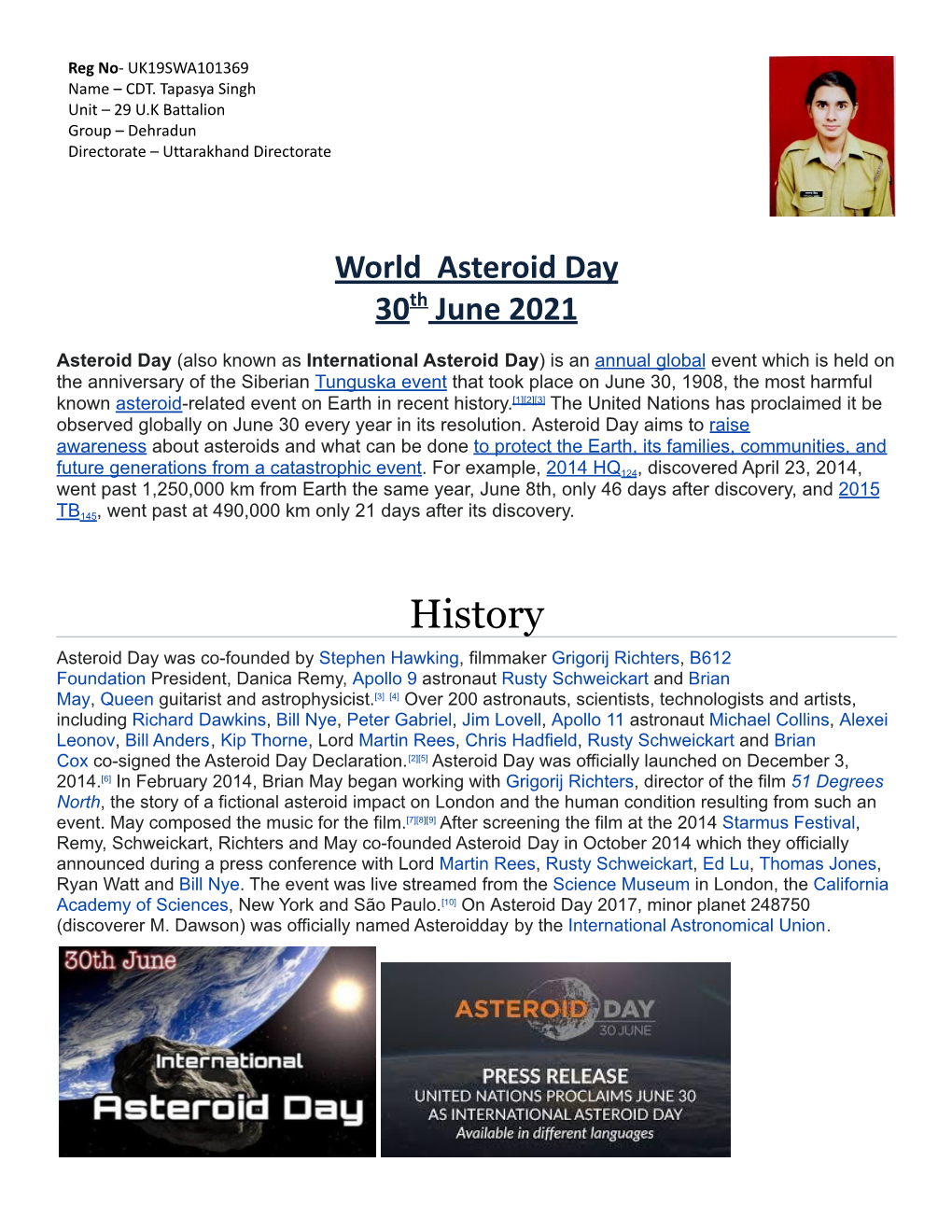 Asteroid Day 30Th June 2021