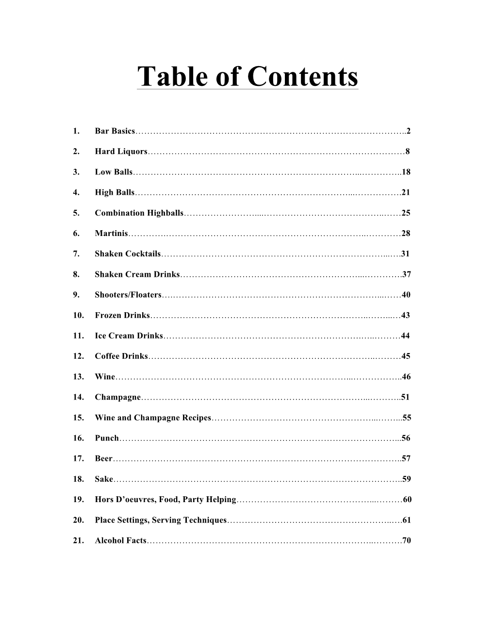 Table of Contents